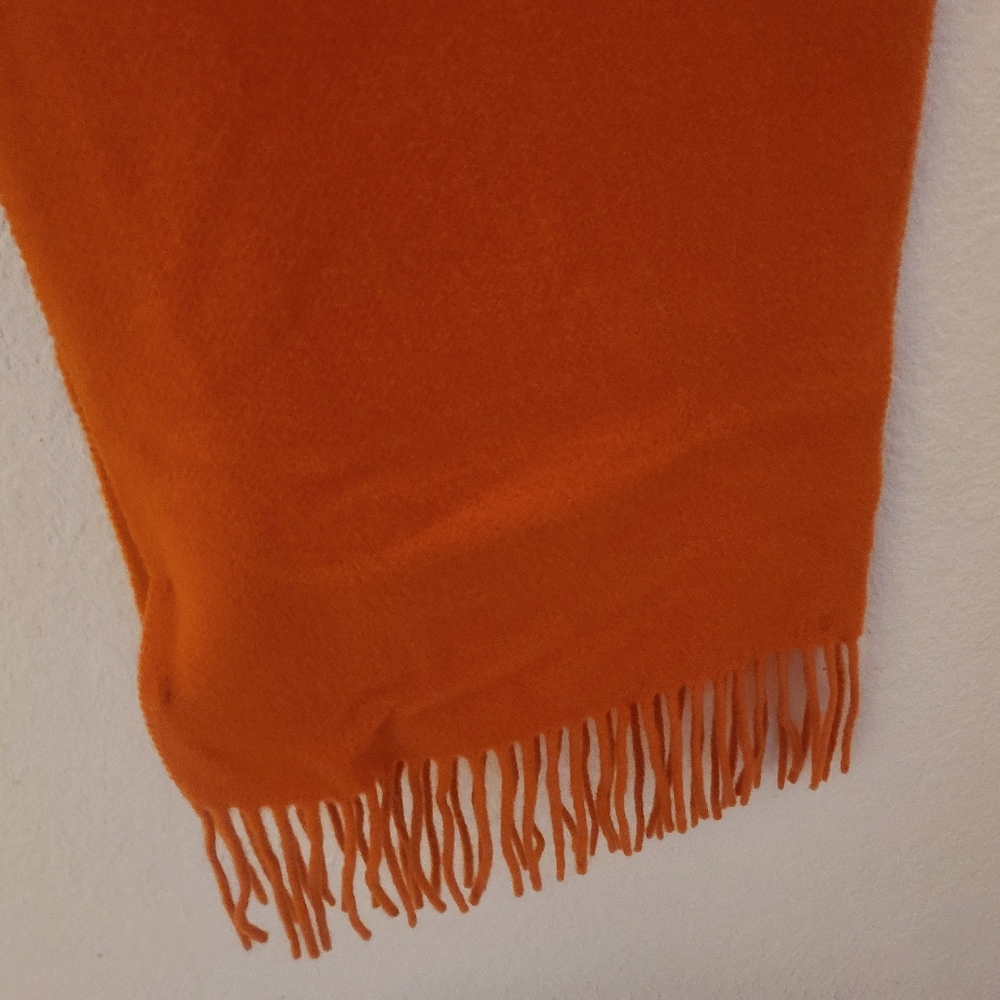 Moncler Logo Scarf 100% Wool Orange New - Picture 4 of 5
